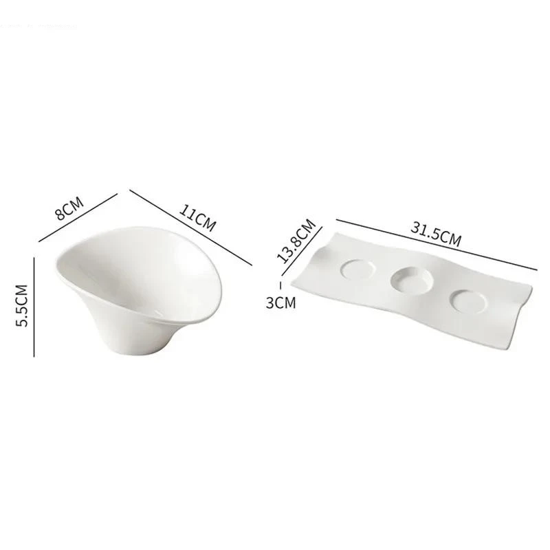Solid Color Irregular Tableware Set Restaurant Dessert Sushi Bowl Soup Dipping Plate Molecular Cuisine Specialty
