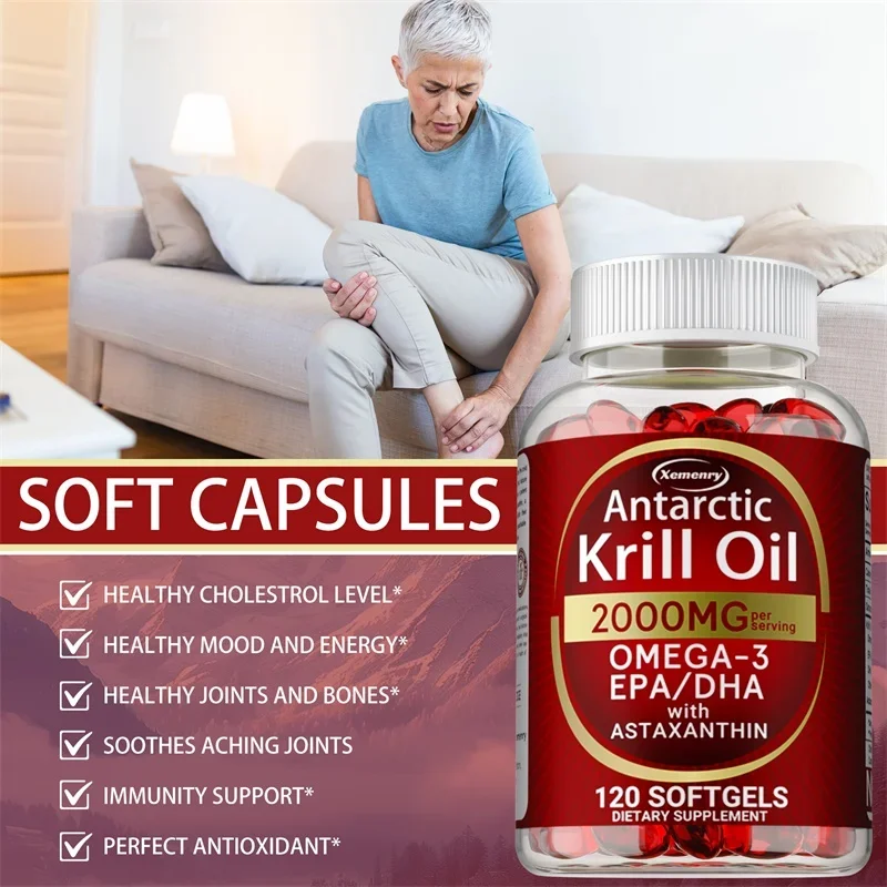 Antarctic Krill Oil Astaxanthin Capsules(EPA, DHA) Joint And Skin Health Support Immunity, Cardiovascular, Non-GmoSupplementsSup 6