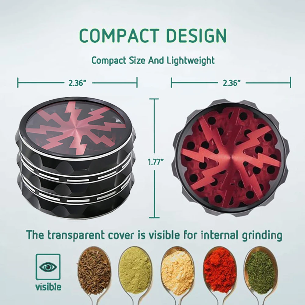 60mm Al Alloy Herb Grinders 4-parts Spice Mills Durable Herb-medicine Kibbler Smoking Accessories for Smoker Holiday Gifts 2