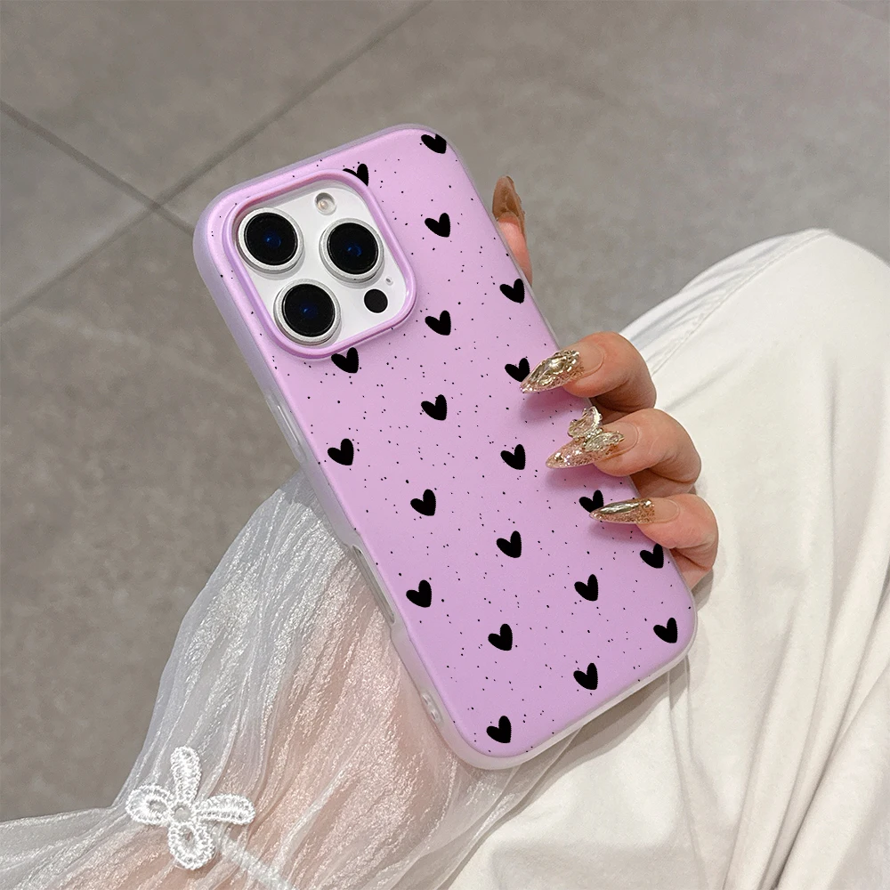 Love Heart Polka Dot Matte Soft Phone Case