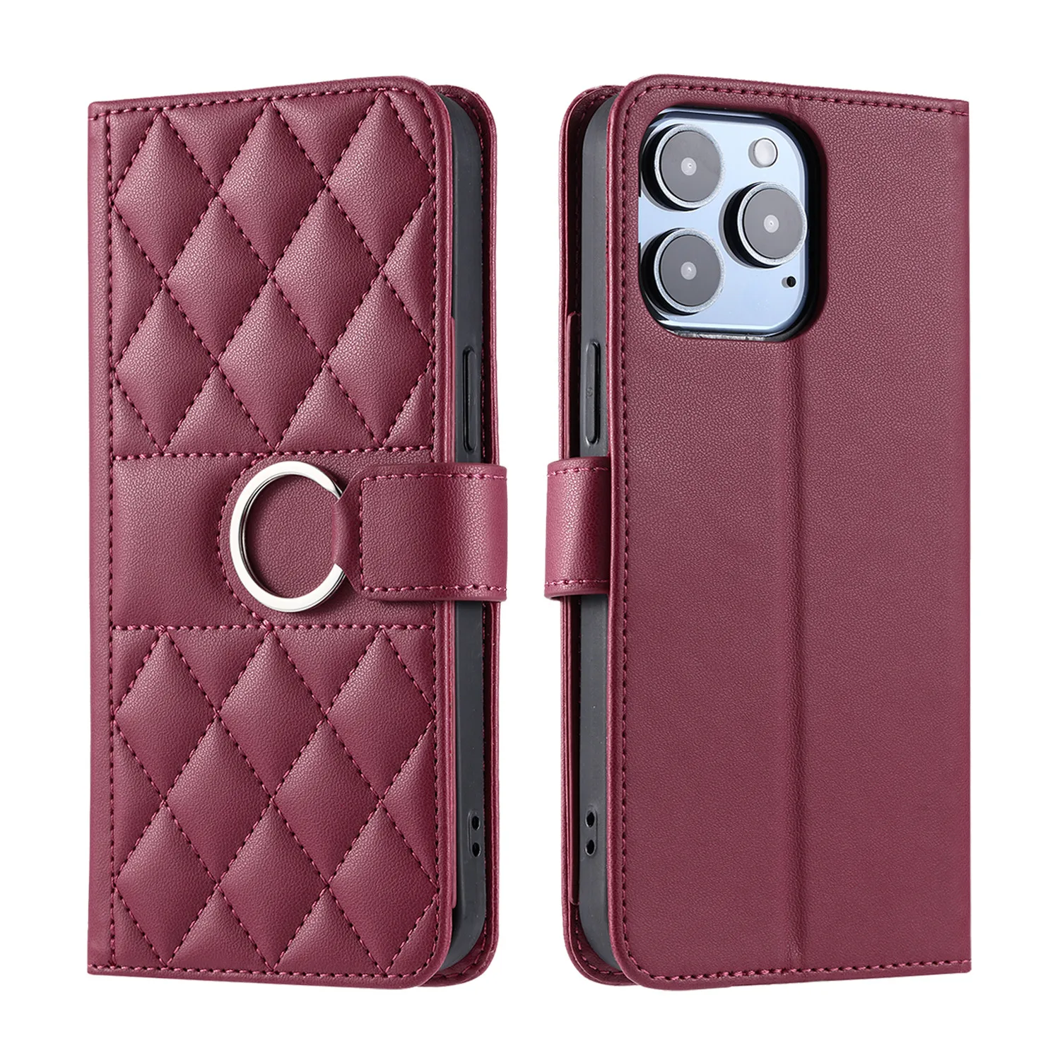 Elegant Leather Wallet Case with Flip Cover and Phone Holder