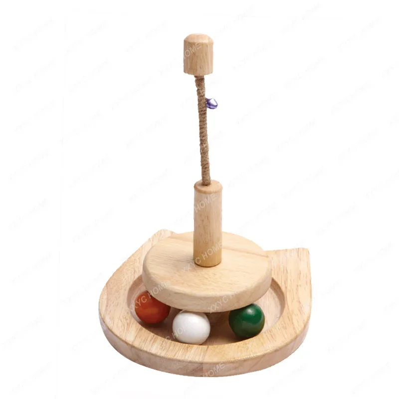 Cat Toy Wooden Cat Scratch Board Rocking Ball Wooden Supplies
