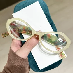 Luxury Oval Frame Blue Light Blocking Reading Glasses - 4.0 (Yellow)