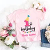Personalized Girl Birthday Cartoon T Shirt for Girls Tshirt Number 1 2 3 4 5 6 7 8 Graphic Kids Clothes Birthday Party Outfits 5