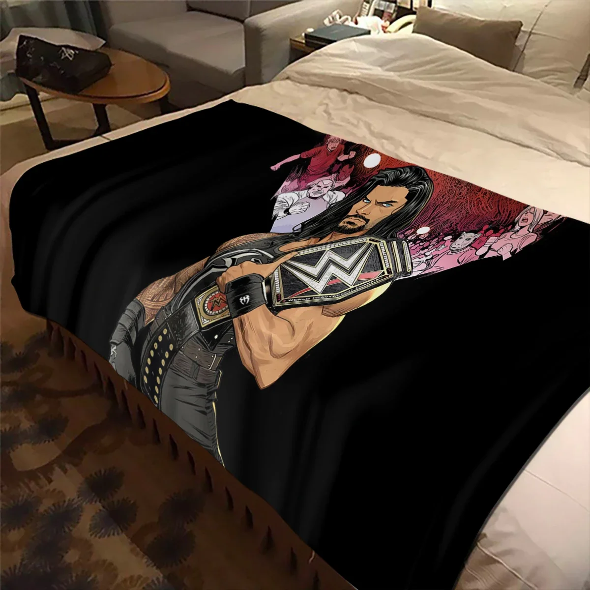 W-WWE World Wrestling LOGO TV GAME Blanket Children's Blanket High Quality Flannel Blankets Soft Comfortable Home Travel Blanket 6