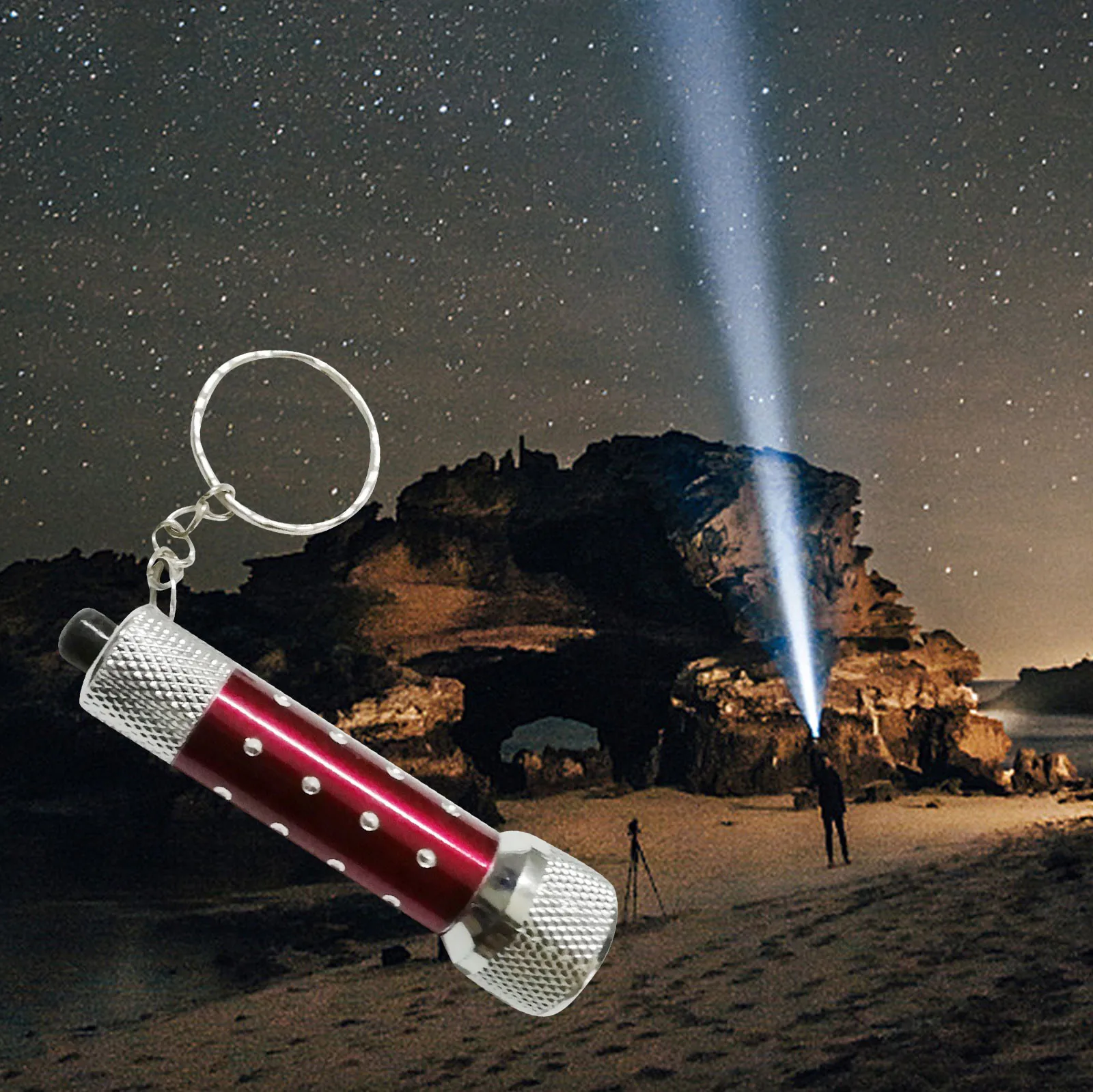 Porte-clés Lampe LED Mini - Orange, Pour Randonnée, Camping, Outdoor (neuf)