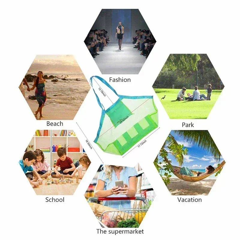 Toys Storage Bags Swimming Large Beach Bag  Children Sand Away Protable Mesh Bag Kids Bath For Towels Women Cosmetic Makeup Bag