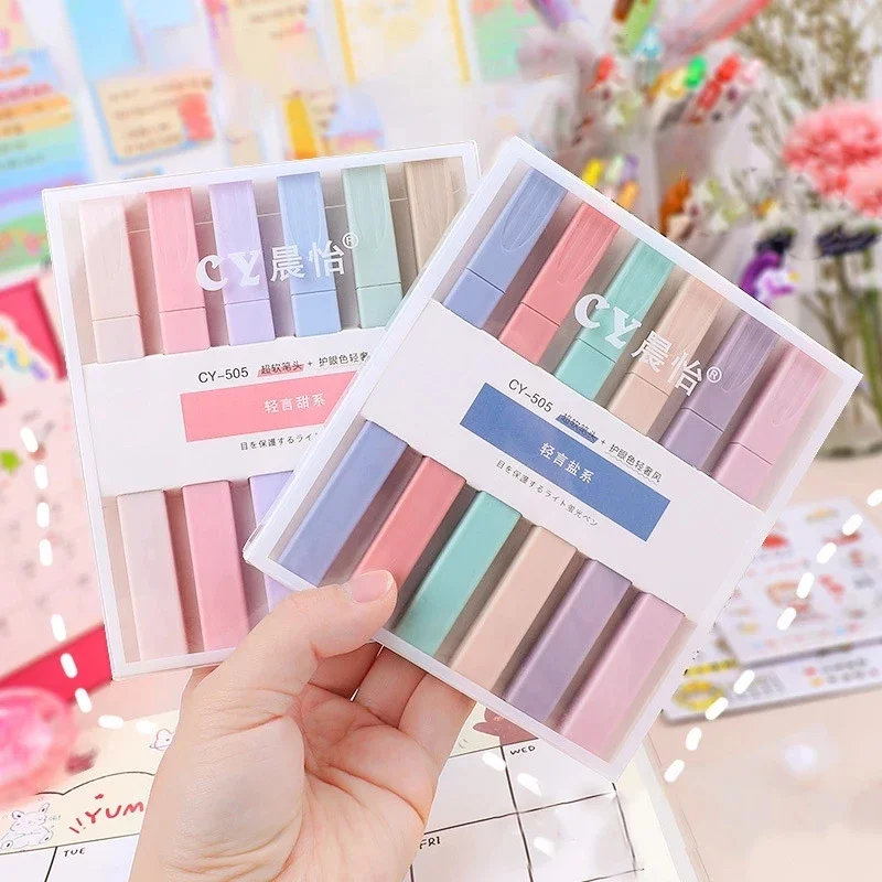 Korean Highlighters Stationery Markers Papeleria Cute Colored Markers