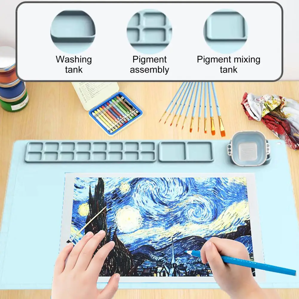 Silicone Painting Pad Graffiti Painting Pad Silicone Painting Mat with Cup Efficient Mixing Palette Drawing Pad for Kids Artists for Craft Minds