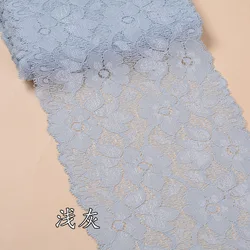 Embroidered White Lace Trim Ribbon - 16cm Wide Fabric for DIY Crafts and Garment Accessories (Light Gray)