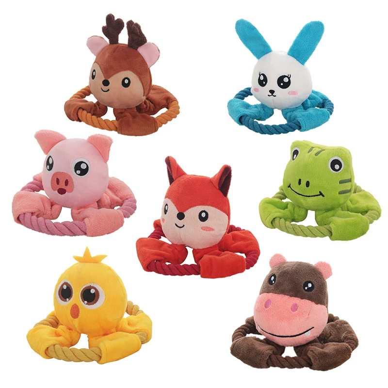 LinkTuffPlushSqueakyToyAnimalHeadswithFlyingDiscTugRope