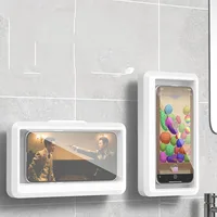 Bathroom Waterproof Phone Holder Home Wall Phone Case Stand Box Self-adhesive Touch Screen Phone Bracket Shower Sealing Storage 1