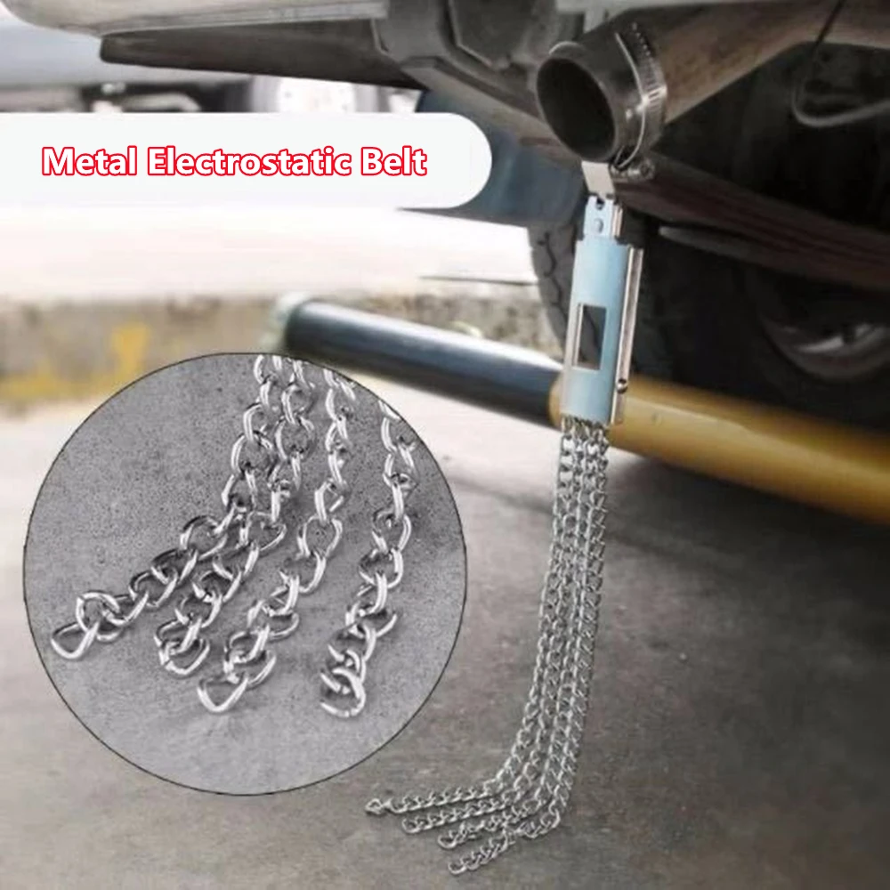 vitesurz Car Universal Grounding Chain Anti static Strip Ground Electrostatic Avoid Belt Metal Auto Belt Antistatic Wire Bar Reflective Strips 