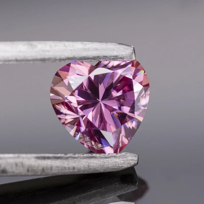 

Moissanite Heart Cut Dark Pink Diamonds GRA Certificate Lab Grown Diamond Ewelry DIY Ring Necklace Earrings Main Stone