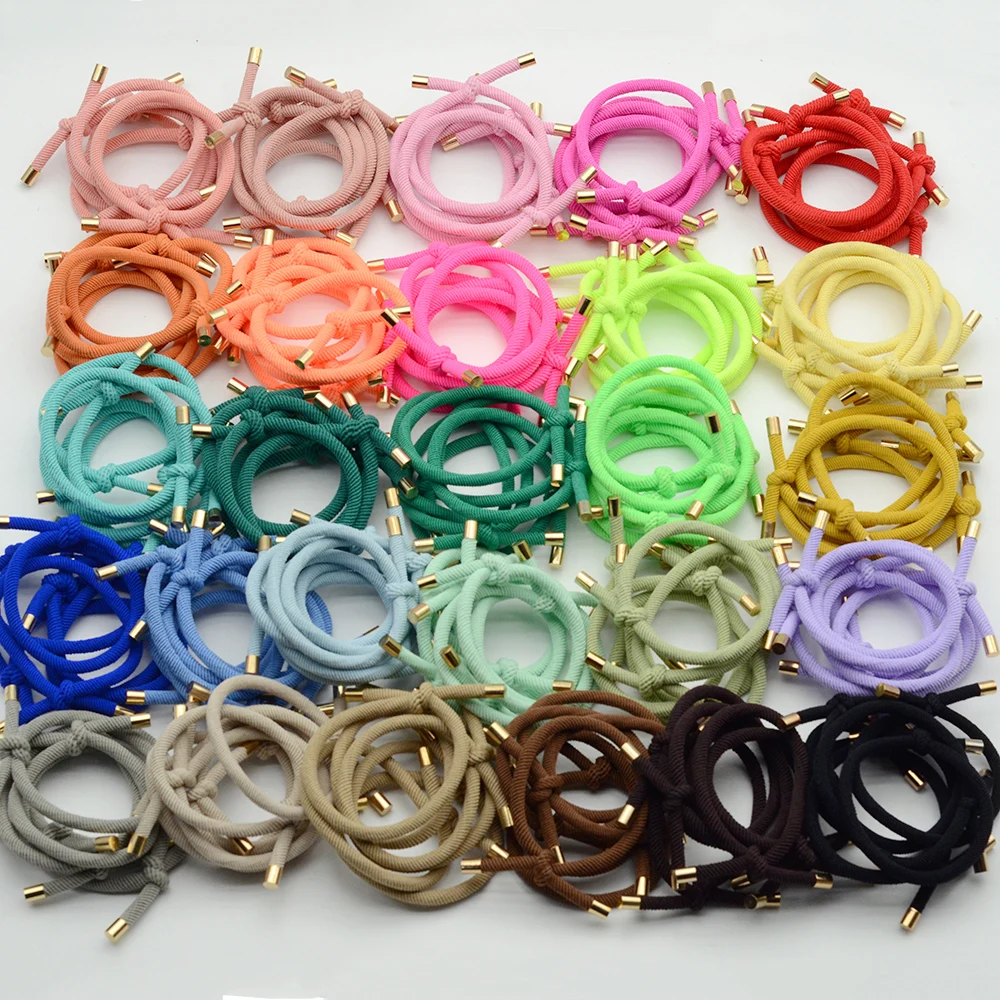 30PCS 5mm 트윌 코드 매듭 탄성 헤어 밴드 황금 모자 헤어 타이 탄성 포니 테일 홀더 헤어 Scrunchies