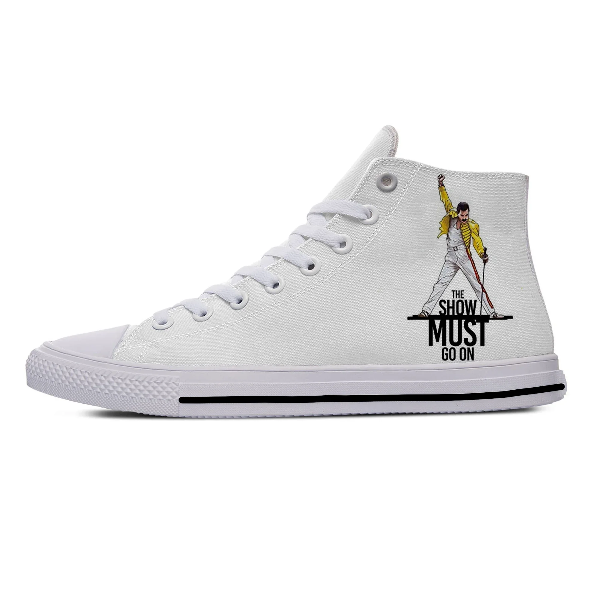 Hot Freddie Mercury The Show Must Go on Rock Fashion Casual Cloth Shoes  Men Women Sneakers High Top Classic Summer Board Shoes