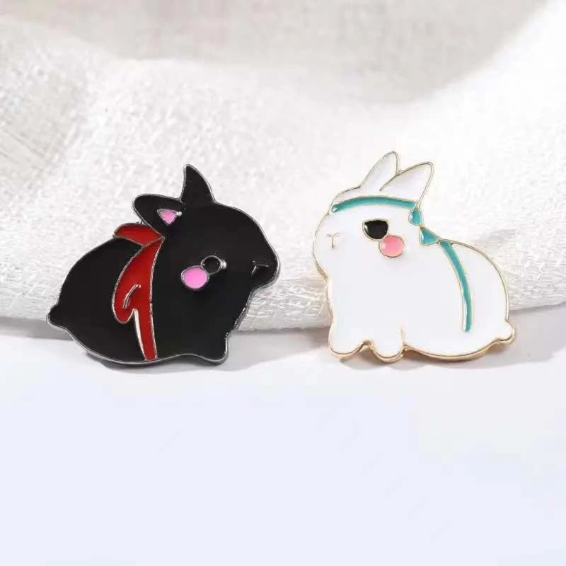Эмалированная булавка в виде кролика 2 шт. | Украшения и аксессуары