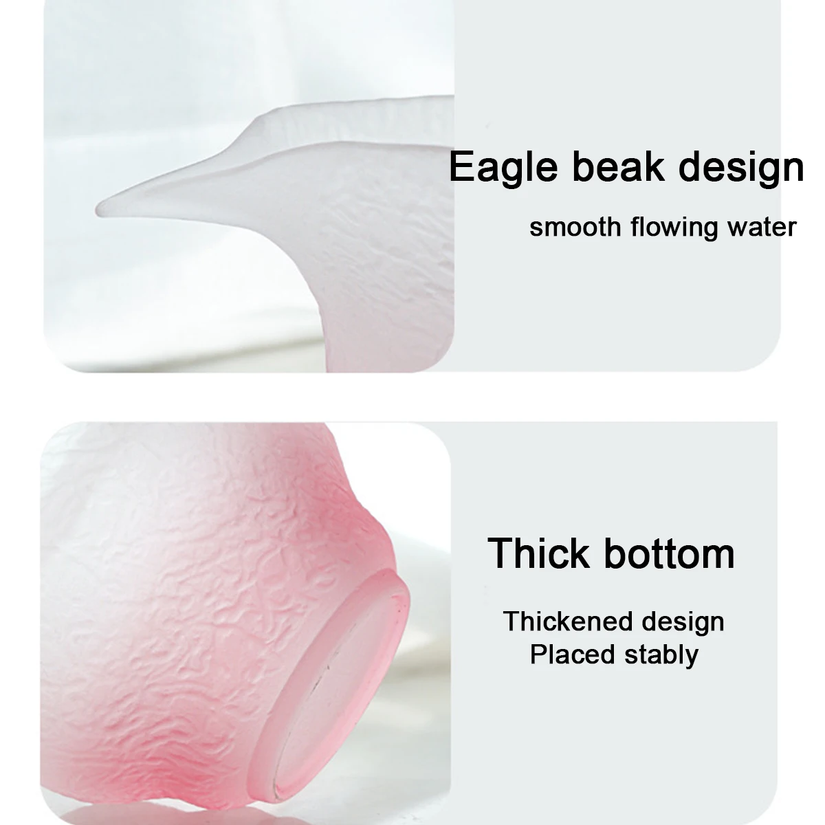 (Can Engrave ) Pink Frosted Glass Tea Set, Japanese Covered Bowl Fair Cup, Thickened Heat-resistant Tea Glass