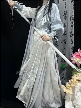 A new Chinese-style Hanfu dragon pattern skirt long-sleeved shirt set