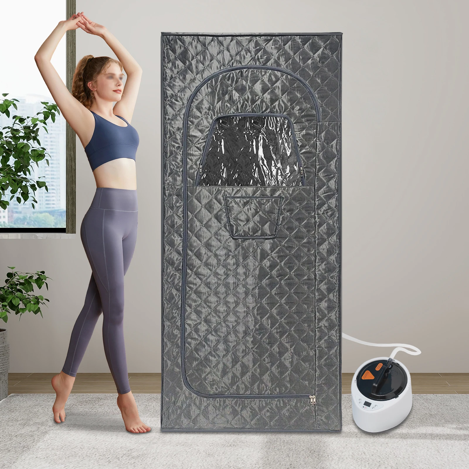 Lightweight Portable Personal Steam Sauna Spa set tent 180*80*80cm+2.6L steam engine+65cm folding chair 2