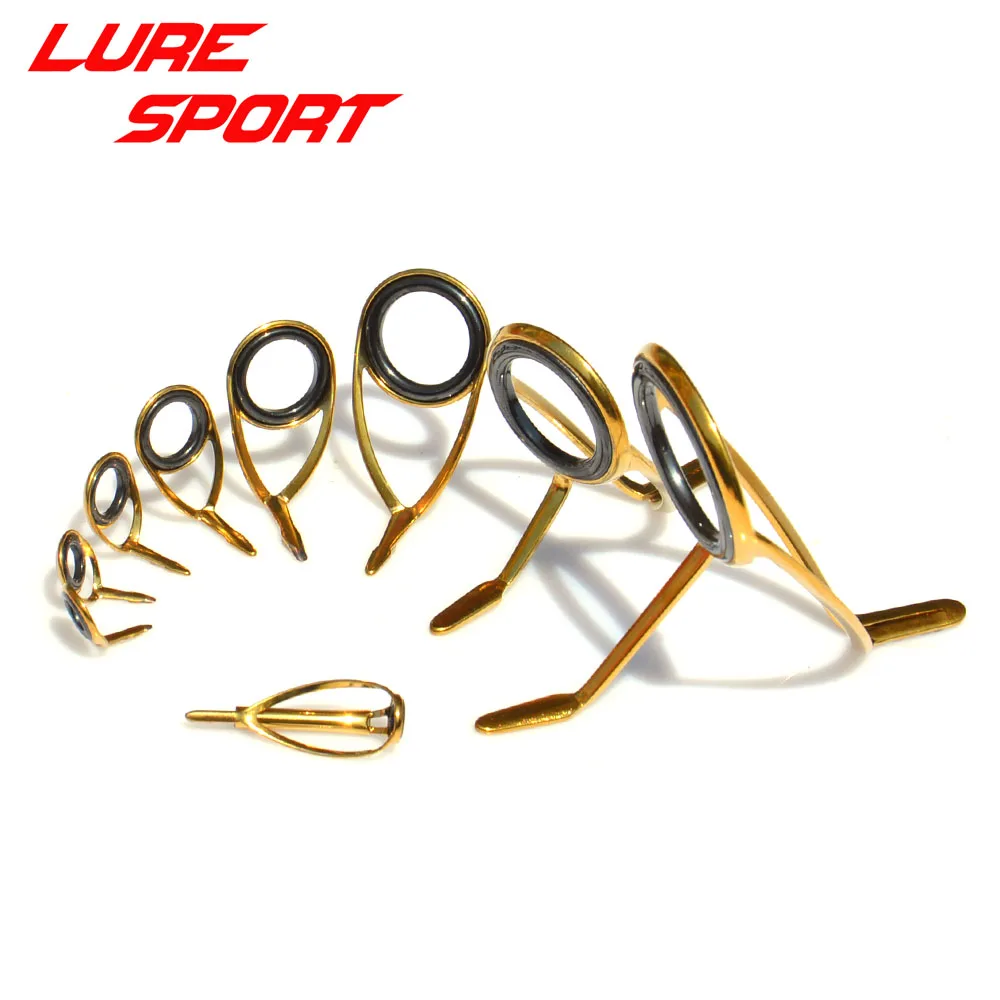 LureSport 9pcs Guide set KW30 KL20 KT10 guide MN Top Guide Gold Steel frame guide Rod Building component Repair DIY Accessory
