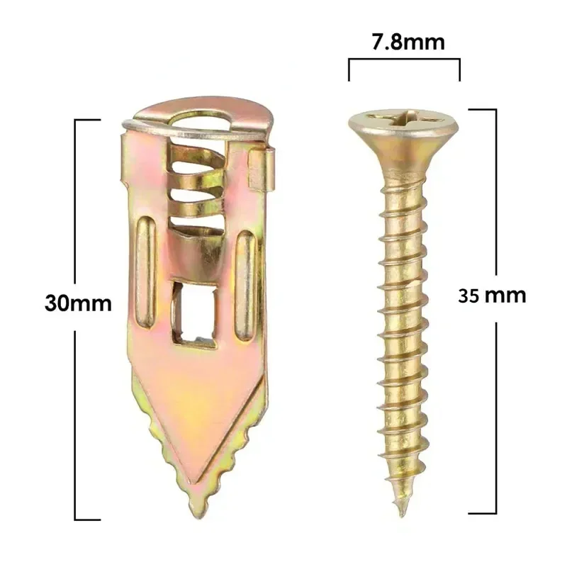 Drywall Anchor Kit Self Tapping Screws Drywall Anchor 60/100Pcs Self Drilling Drywall Anchors Screws Easy Application Gypsum Plasterboard Dowel