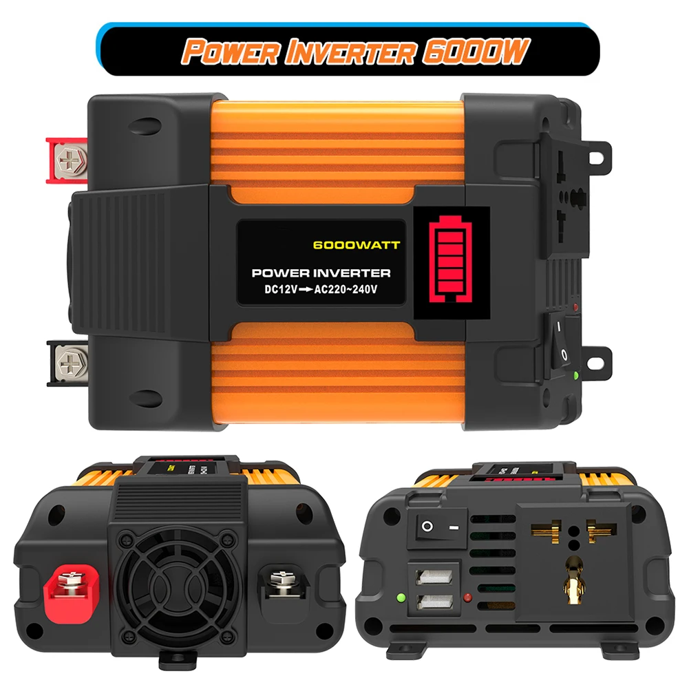 

Any 12V Power Output Vehicle. Battery Clip Car Power Inverter 6000W Peaks Power Dual USB Ports LED Bettery Dispaly