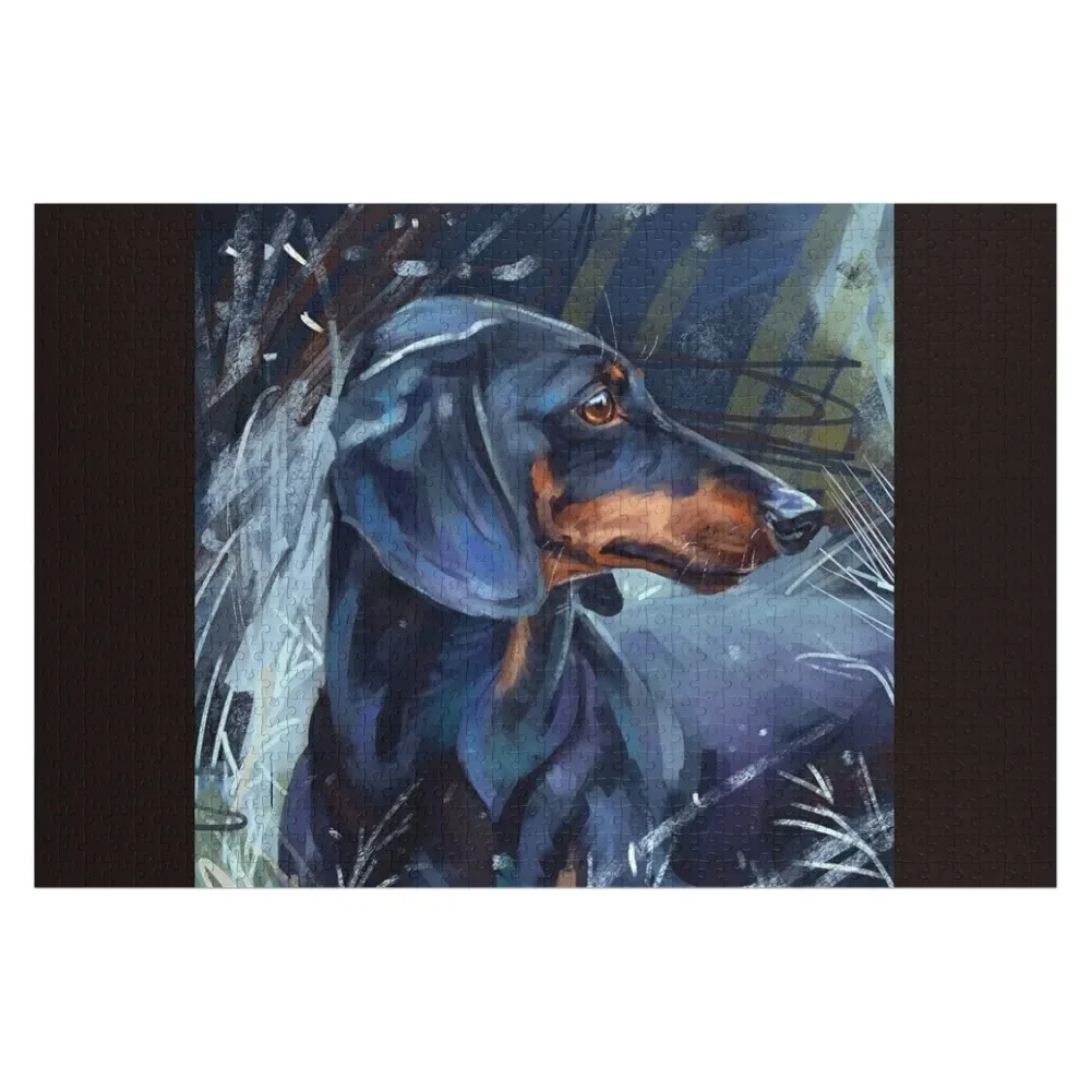 Dachshund Dog artwork art Jigsaw Puzzle With Personalized Photo Custom Wooden Name Wooden Name Puzzle