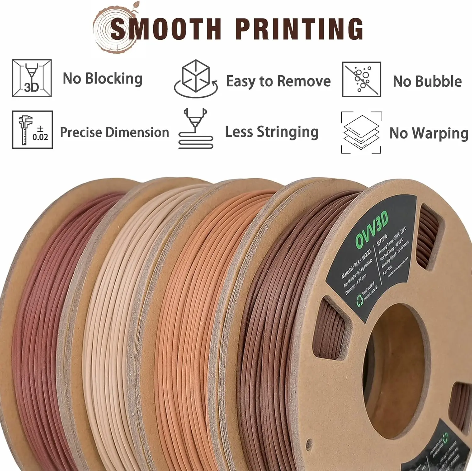 Wood PLA Filament Bundle, 1.75mm 5