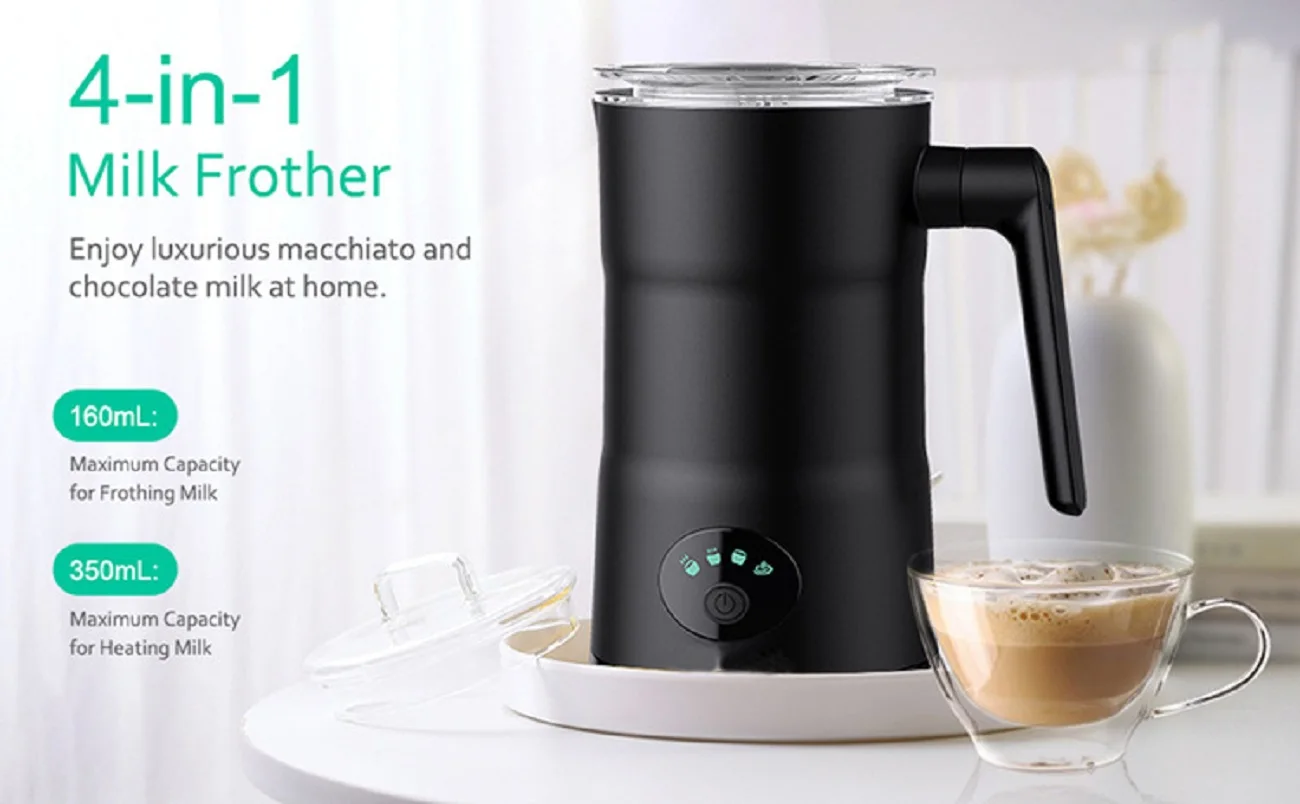 Electric Milk Frother 4 in 1 Milk Steamer 350ml Automatic Warm Cold Foam  Maker Foamy Hot Chocolate Handheld Milk Frother Coffee