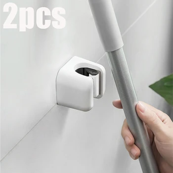 Clip porta scopa autoadesive, montaggio a parete, spazzola per scopa, supporto salvaspazio per accessori per organizer da cucina e bagno 1