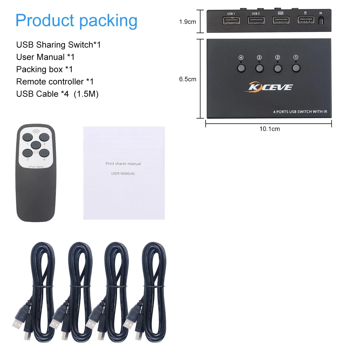 Switch Splitter Box em Saídas Dispositivos Usb Comutador 2.0 para pc Impressora Teclado e Mouse Usb2.0-kvm Comutadores KVM - Imagem 6