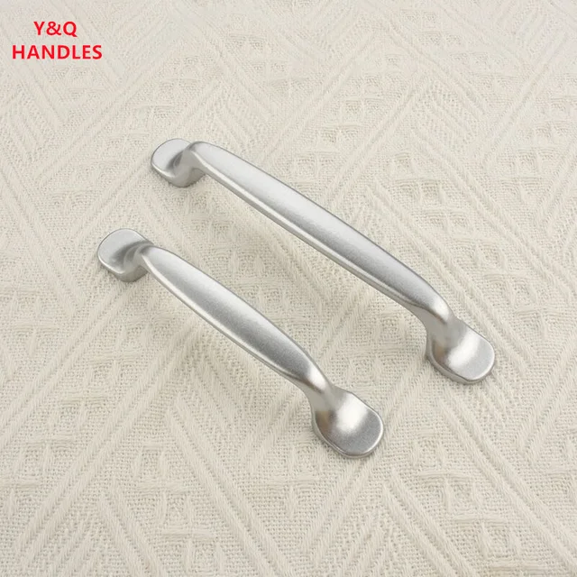 มือจับตู้ลิ้นชัก เฟอร์นิเจอร์ครัว มือจับสำหรับตู้ ลูกบิดประตู ลิ้นชัก เฟอร์นิเจอร์ครัว ลูกบิดสีเงิน อลูมิเนียมแข็ง 5