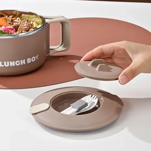 Boîte à déjeuner bol Ramen en acier inoxydable 304 avec couvercle, salade de fruits, riz, grande capacité, nouilles instantanées, bol à soupe, vaisselle de cuisine 4