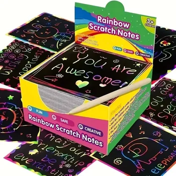 125 Scratch-Off Pad Cards Rainbow Scratch-Off Mini Art Notes Great Crafts For Kids And Teens Rainbow Scratch Art For Kids 1