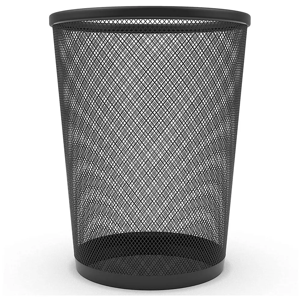 CircularBlackMeshWasteWastePaperBinBasketMetalTrashBinfor
