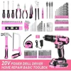 Pink Drill Tool Kit Set: 20V Cordless Power Drill Tool Box with Battery Electric Drill Driver for Men Home Hand Repair Basic Too 2