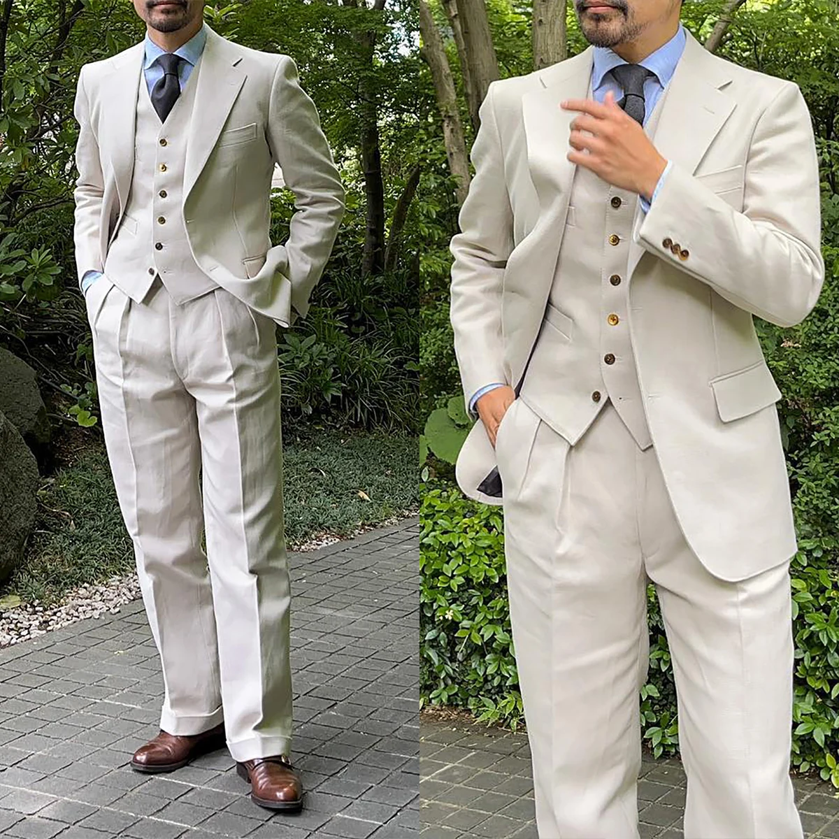 Formal Mens Wedding Suits Fashion Tuxedos 3 Pcs (Jacket+Pants+Vest) Notched Lapel Groom Wear Made Homme For Male