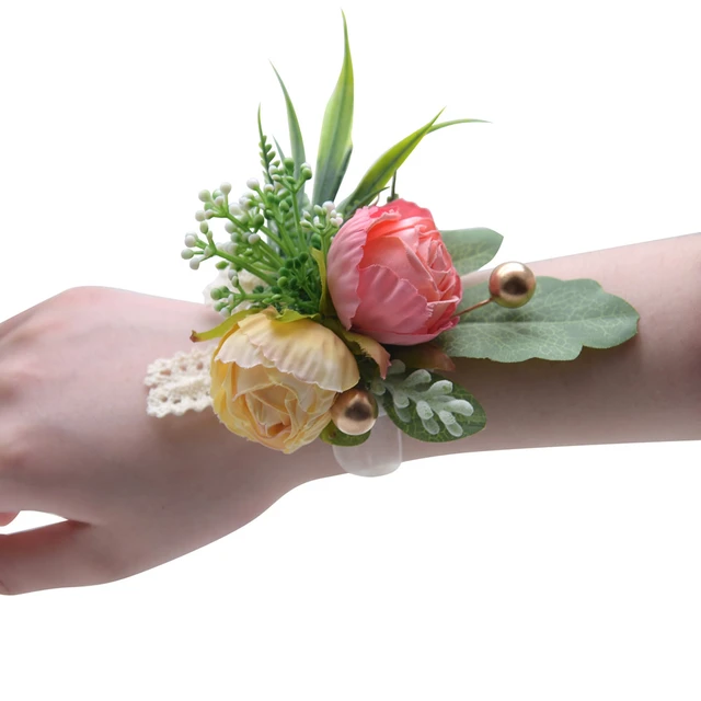 Wrist Flowers For Prom Rose Wrist Corsages Wristband Hand Flowers Wrist  Corsage Bracelets Corsage Wristlet Band For Wedding - AliExpress