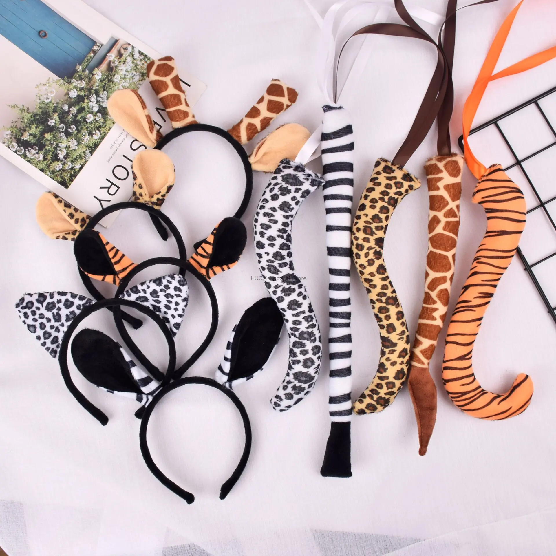 

Женский головной убор, тигр, леопард, жираф, уши, животные, повязка для волос, животное, танцевальный костюм для представлений
