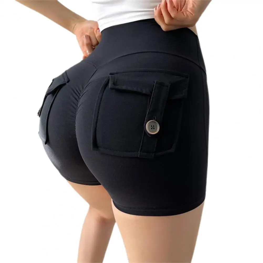 

Yoga Shorts Ruched Wide Waistband Seamless Women High Waist Hip Lifting Gym Shorts