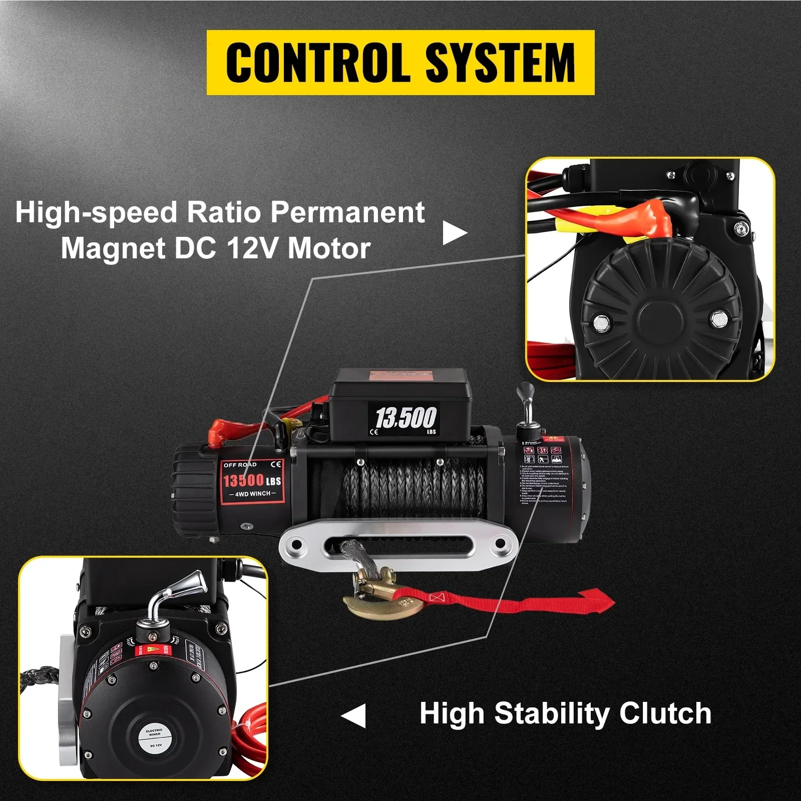 JH 12V 13500LBS Electric Truck Winch Vehicle Mounted Self Rescue Crane for Off-r
