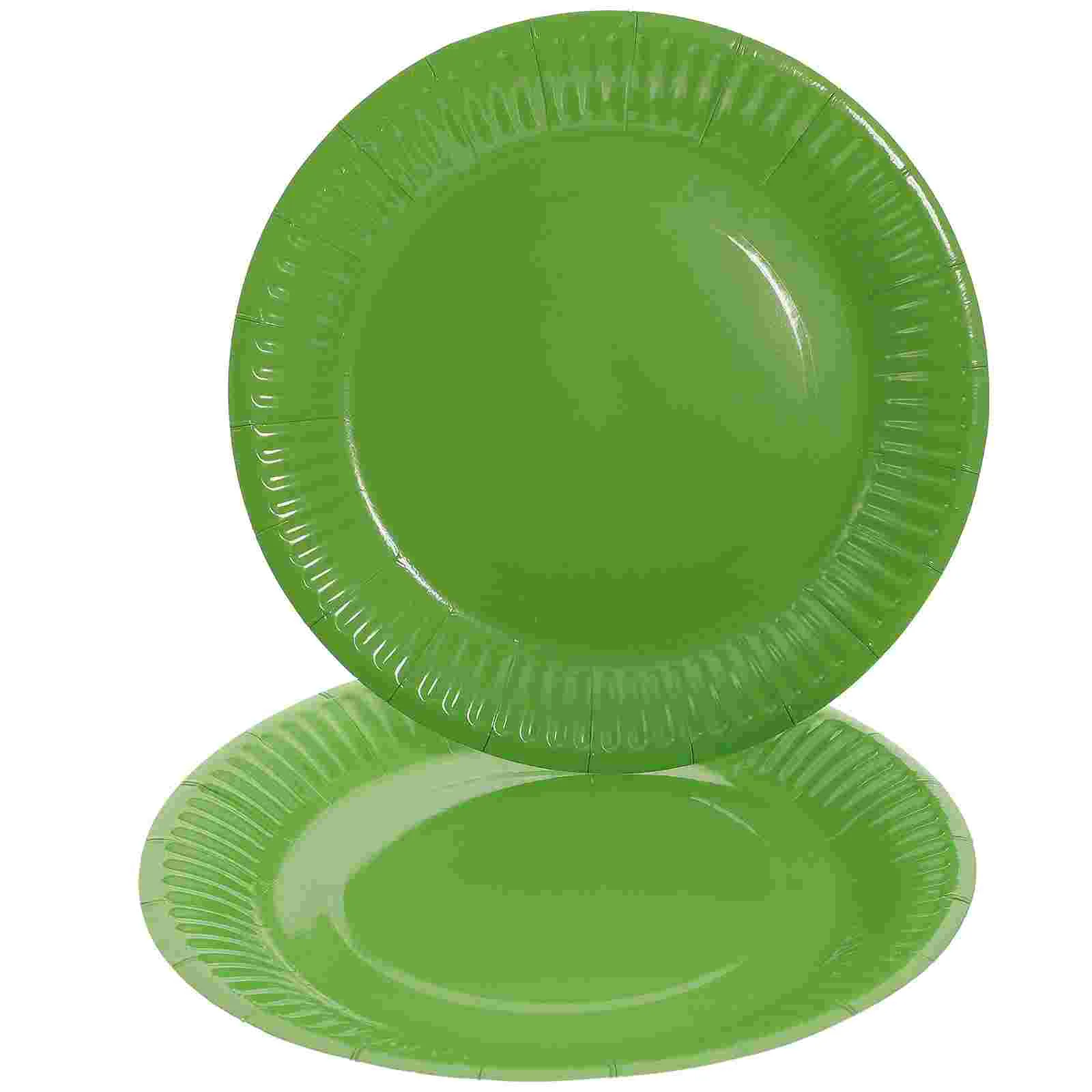 20 Pcs Cake Decor Green Paper Plates 7 Inch Tray Saucepans Child Party Tableware