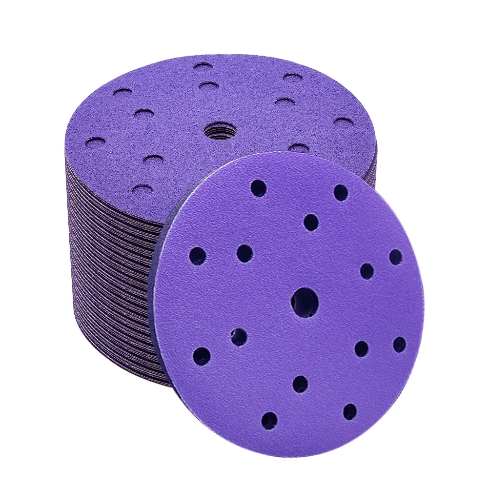 50PCS 6 Inch Ceramic Sanding Discs,6 Inch 15 Hole Hook and Loop Backing ...