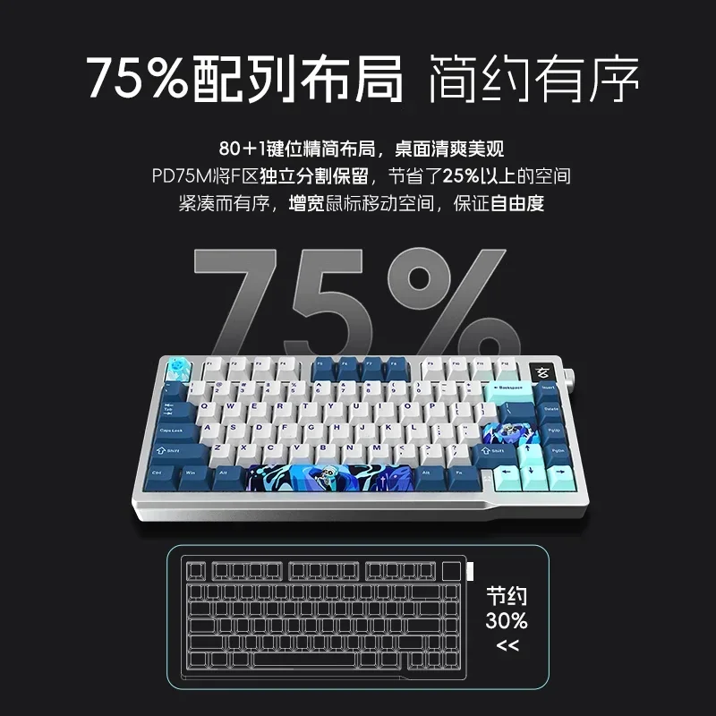METAPHYUNI 기계식 키보드, PD75M -V2, 3 가지 모드, 2.4G, USB, 블루투스 무선 키보드, 핫 스왑 RGB 라이트, 80 키 게이머 키보드