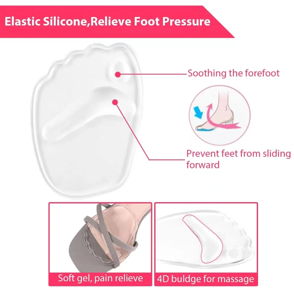 Silicone Forefoot Pads for Women High Heel Shoes Anti-Slip Inserts Anti-Pain Foot Pads shoe insoles forefoot pads forefoot cushion