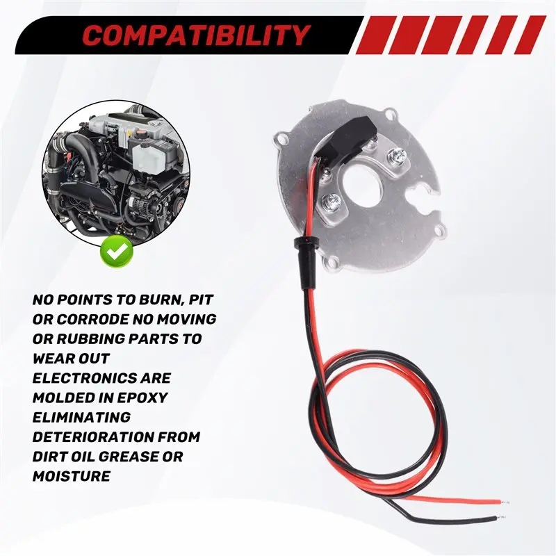 Pertronix 1146A Delco 4 Cyl(Cw) 실린더 전자 변환 점화기 점화 키트(머크루저 110, 120, 140, 165, 170용)