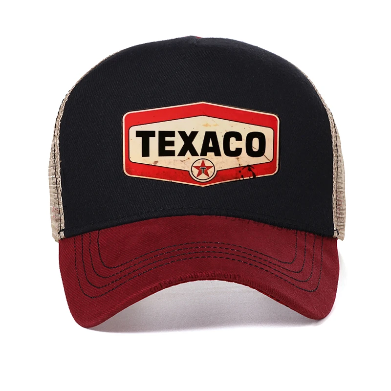 재미있는 Texaco 야구 모자 고품질 남성 여성 여름 메쉬 통기성 모자 남성 야외 낚시 모자 Snapback Garros