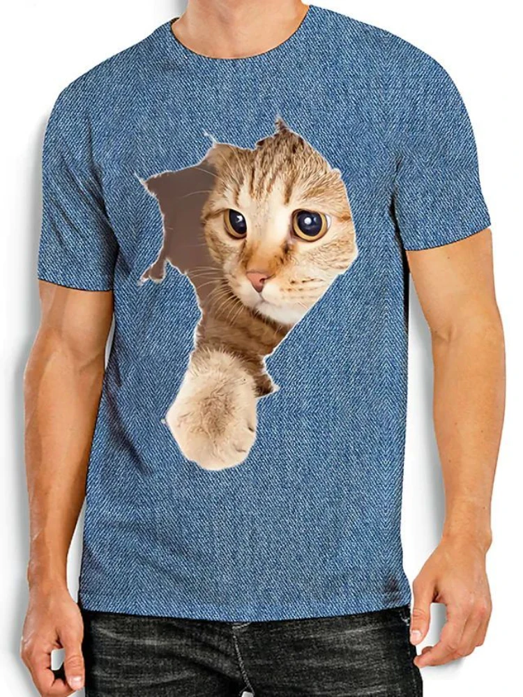 

Men's Women's Casual Short Sleeve T-shirt Cute Cat 3D Printing Tee Shirt Summer Fashion Tops
