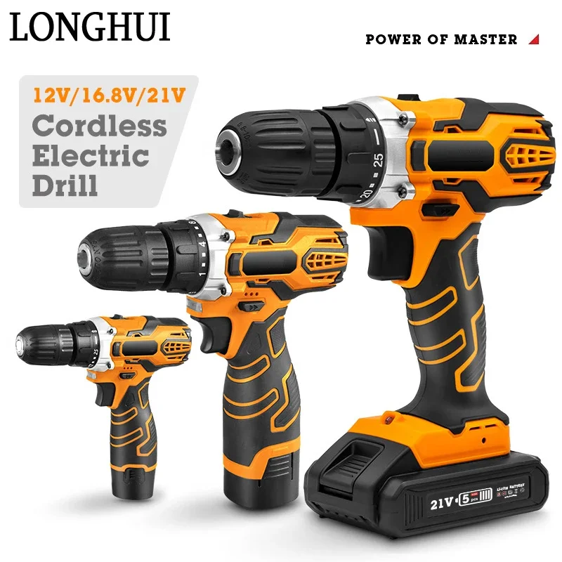 

12V 16.8V 21V Cordless Electric Drill Charging Drill Wireless Electric Screwdriver Driver Hammer Drill Lithium-Ion Power Tools